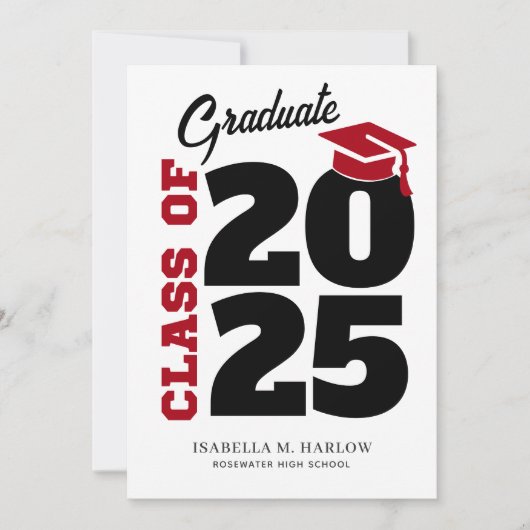 Roter und schwarzer Retro-Abschluss Ankündigung (Vorderseite)