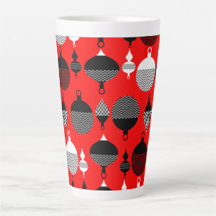 Roter und schwarzer retro Weihnachtsdekorationsbal Milchtasse