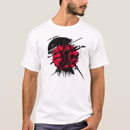roter und schwarzer Samurai T-Shirt