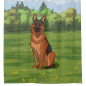 Roter und Schwarzer Schäfer GSD Duschvorhang (Vorderseite)