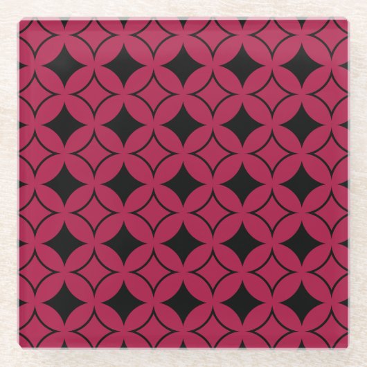 Roter und schwarzer Shippo Glasuntersetzer (Vorderseite)