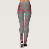 Roter und schwarzer Sigil von Anton LaVey auf Grau Leggings (Rückseite)