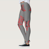 Roter und schwarzer Sigil von Anton LaVey auf Grau Leggings (Links)