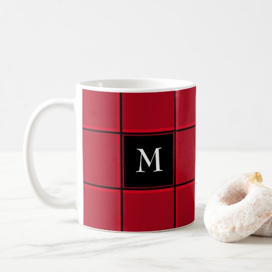Roter und Schwarzer Single Erste Weihnachtsfeier Kaffeetasse (Mit Donut)