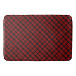 Roter und schwarzer Tartan Badematte