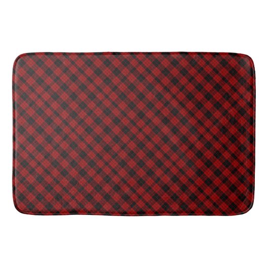 Roter und schwarzer Tartan Badematte (Vorderseite)