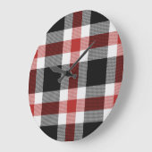 Roter und schwarzer Tartan Große Wanduhr (Winkel)