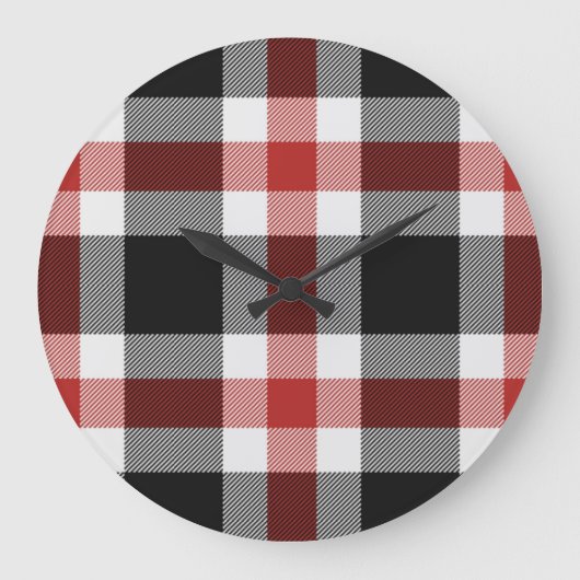 Roter und schwarzer Tartan Große Wanduhr (Vorderseite)