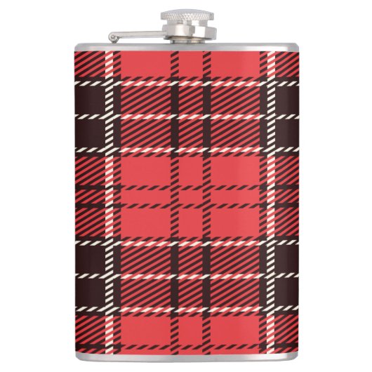Roter und schwarzer Tartan-Kolben Flachmann (Vorderseite)