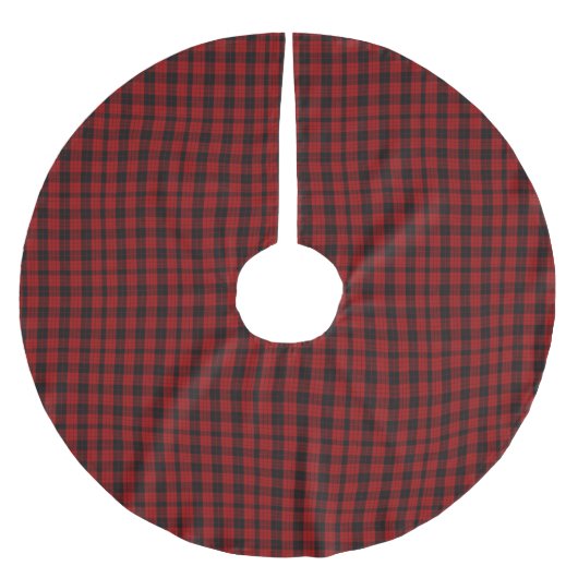 Roter und schwarzer Tartan Polyester Weihnachtsbaumdecke (Vorderseite)