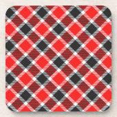 Roter und schwarzer Tartan Untersetzer (Vorderseite)