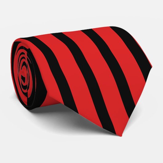 Roter und schwarzer vertikaler Streifen Krawatte (Gerollt)