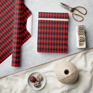 Roter und schwarzer Vintage-Harlekin Geschenkpapier