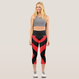 Roter und schwarzer Yoga-Pant gestreifter Capri-Le Capri Leggings
