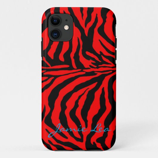 Roter und schwarzer Zebra-Telefon-Kasten Case-Mate iPhone Hülle (Rückseite)