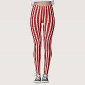 Roter und silberner Glitzer Stripes Leggings (Vorderseite)