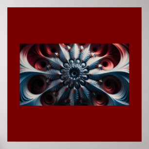 Roter und silberner Juliabrot-Fraktal Poster