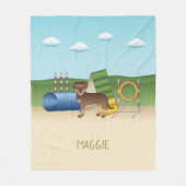 Roter und Tan Rottweiler Hund mit Agility Fleecedecke (Vorderseite)