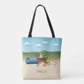 Roter und Tan Rottweiler Hund mit Agility Tasche (Rückseite)
