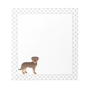 Roter und Tan Rottweiler Niedlicher Cartoon Hund u Notizblock