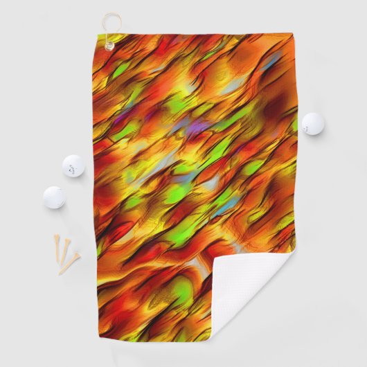 Roter und verchromter gelber Fleck, heiße Farben Golfhandtuch (Insitu)