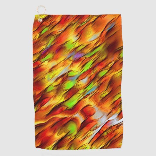 Roter und verchromter gelber Fleck, heiße Farben Golfhandtuch (Vorderseite)