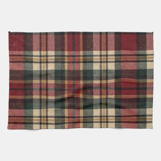 Roter und Waldgrüner Flanell-Karo Geschirrtuch (Horizontal)