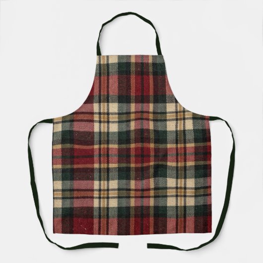 Roter und Waldgrüner Flanell-Karo Schürze (Vorderseite)