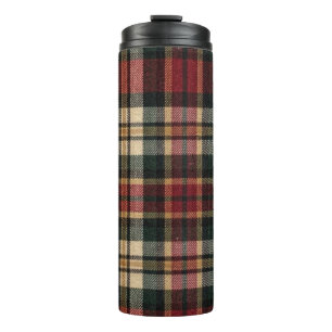 Roter und Waldgrüner Flanell-Karo  Thermosbecher
