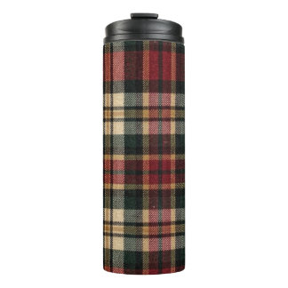 Roter und Waldgrüner Flanell-Karo Thermosbecher