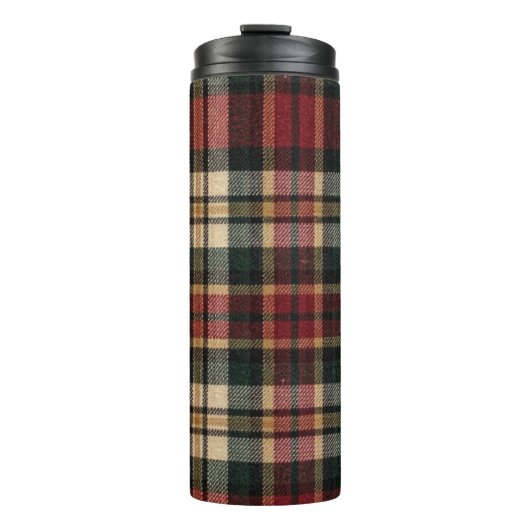Roter und Waldgrüner Flanell-Karo Thermosbecher (Vorderseite)