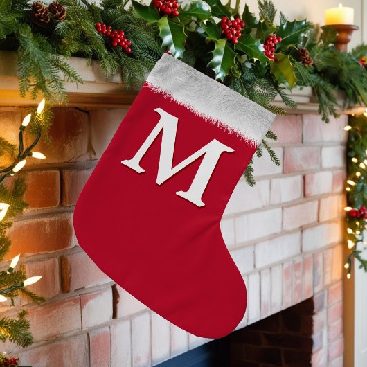 Roter und weiße klassische Monogram Weihnachtsweih Kleiner Weihnachtsstrumpf