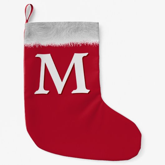 Roter und weiße klassische Monogram Weihnachtsweih Kleiner Weihnachtsstrumpf (Vorderseite)