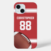 Roter und weiße Streifen Jersey Grid Eisen Fußball Case-Mate iPhone Hülle (Rückseite)