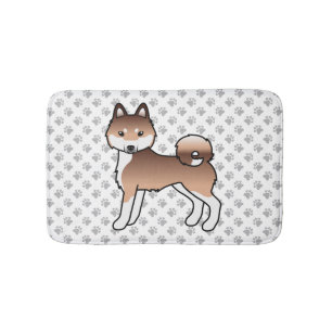 Roter und weißer Alaskan Klee Kai Niedlicher Carto Badematte