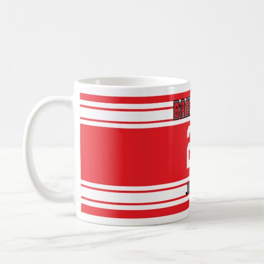 Roter und weißer Basketball-Sport Jersey Kaffeetasse (Links)