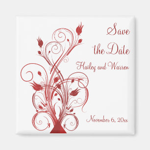 Roter und weißer BlumenSave the Date Magnet
