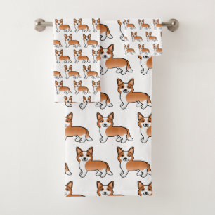 Roter und weißer Cardigan Welsh Corgi Hund Muster Badhandtuch Set