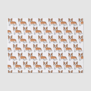 Roter und weißer Cardigan Welsh Corgi Hund Muster Seidenpapier