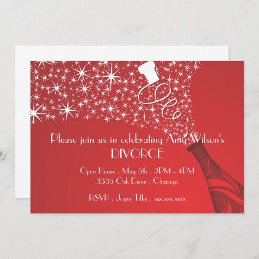 Roter und Weißer Champagner - Einladung zur Scheid (Vorne/Hinten)