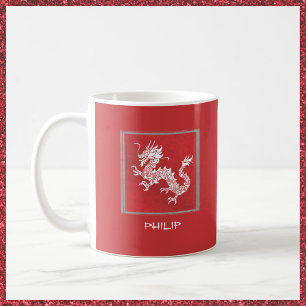 Roter und Weißer Drache auffallend Kaffeetasse