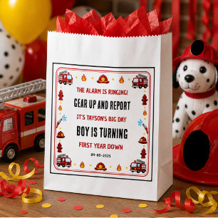Roter und Weißer Feuerwehrwagen 1. Geburtstagsfeie Geschenktütchen