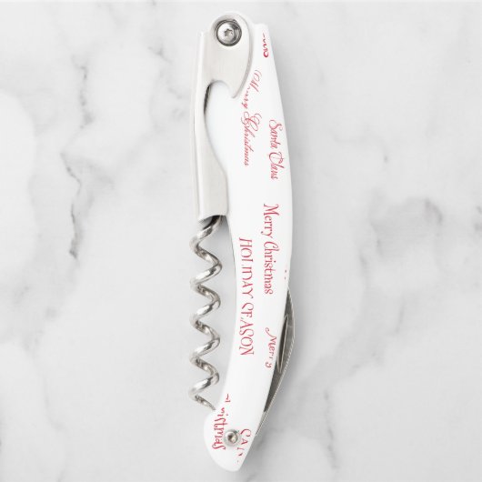 Roter und weißer froher Weihnachtsgrafik Kellnermesser (Vorderseite)