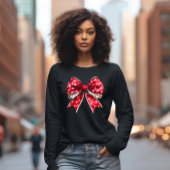 Roter und weißer gepunkteter Bow T-Shirt