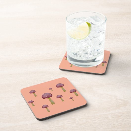 Roter und weißer gepunkteter Pilz Getränkeuntersetzer (Rechte Seite)