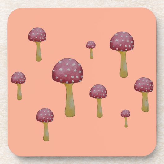 Roter und weißer gepunkteter Pilz Getränkeuntersetzer (Vorderseite)