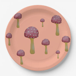 Roter und weißer gepunkteter Pilz Pappteller