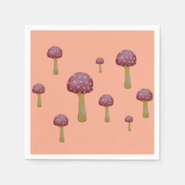 Roter und weißer gepunkteter Pilz Serviette