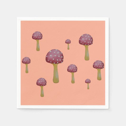 Roter und weißer gepunkteter Pilz Serviette (Vorderseite)