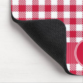 Roter und weißer Gingham-kariertes Muster Mousepad (Ecke)